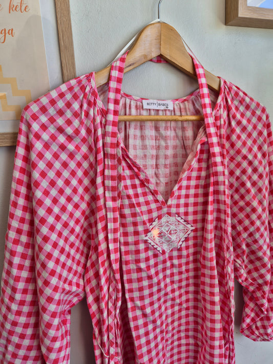 Women's S - Betty Basics Gingham Upcycle Toitū Kākahu